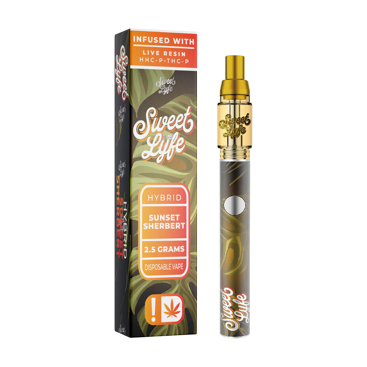 Sweet Life 2.5ml Disposable Vape Pen Infused with Live Resin HHC-P+THC-P - Sunset Sherbert - Hybrid