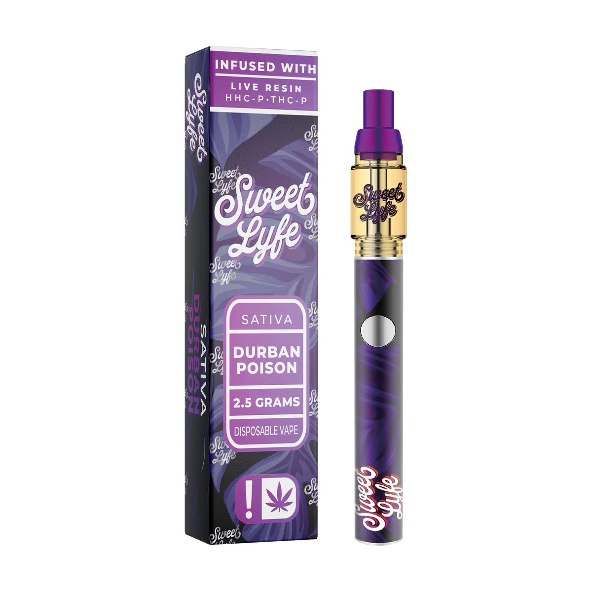 Sweet Life 2.5ml Disposable Vape Pen Infused with Live Resin HHC-P+THC-P - Durban Poison - Sativa