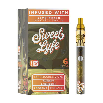 Sweet Life 2.5ml Disposable Vape Pen Infused with Live Resin HHC-P+THC-P - Sunset Sherbert - Hybrid