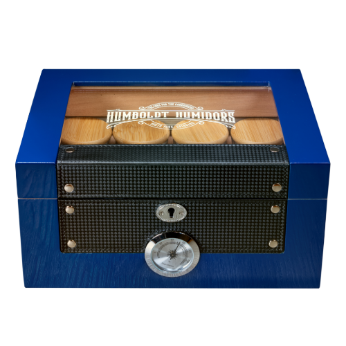 Glass Top Cobalt Blue Humboldt Humidor